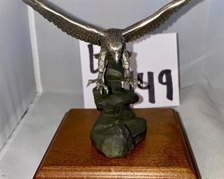 Lot 5149. $48.00. We the People Pewter Eagle on Wood Base w/placard (5.5" H x 4" W).  Lenox Commenorative Bowl "The Discovery of America" Christopher Columbus 8.5" diameter  x 4" H