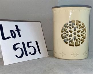 Lot 5151. $30.00 Lenox Package 2. Lenox Meridian Bud Vase (7" H  x  3.5" W), Lenox Bud Vase (6" H x 4.5" W), Lenox Pencil Cup w/reticulated snowflakes (4" H x 3" Diam.)