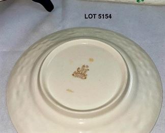 Lot 5154. $46.00. Belleek Ireland Trio. Includes: Small Shamrock Plate (7.25"dia), a sweet Marriage Blessings  Plate (8.5"),  and a Shamrock Picture Frame with a wood backing and 5x7" opening. 