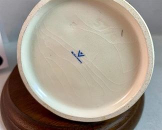 Lot 5158. $56.00. Interesting Lot of 5 Hummel and Goebel Figures. Hummel "Chick Girl" 3.5"h x 3"w. Hummel "Apple Tree Girl" 3.5"h x 2.5"w. Hummel Boy with Hen 3"h x 2"w. Goebel Bluebird, and Vintage Goebel Bunny Painting Egg 4-827 (1979-1991) 3.5"h x 3"w. Wooden stand not included. 