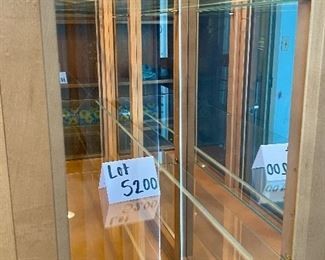 Lot 5200. $795.00  MCM/Arts and Craft Style Lit Buffet/Display cabinet. Maple w/2 glass shelves, 3 drawers and 3 Door Cabinet. Made in Canada. 82" H x 58" W x 19"D.