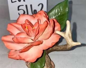 Lot 5162. $180.00   Two Beautiful Boehm Porcelain Flowers.   Made in USA.   Includes a GORGEOUS "Cinderella Camellia" 3" h x 6"w AND a lovely "Pink Peony" 2.5"h x 5"w. These pieces are in perfect condition and are dated 1998 and 1991.  They sell for a fortune and are infinitely more impressive than the Birds!