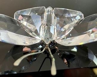 Lot 5170. $60.00. Lot of 4 Swarovski Crystal Butterflies and 1 inspired butterfly. Lg. 2"h x 2"w x 2.25"d (antenna was reattached), Marked med: 2"h x 1.75"w x 2"d, 2 small: 1.25"w x 1"h x 1"d, unmarked med: 3"w x 1"h.