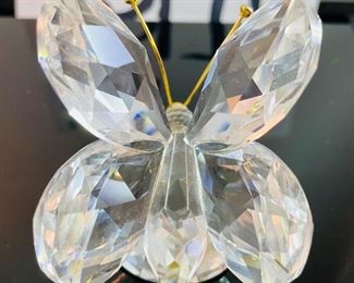 Lot 5170. $60.00. Lot of 4 Swarovski Crystal Butterflies and 1 inspired butterfly. Lg. 2"h x 2"w x 2.25"d (antenna was reattached), Marked med: 2"h x 1.75"w x 2"d, 2 small: 1.25"w x 1"h x 1"d, unmarked med: 3"w x 1"h.