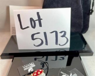 Lot 5173. $38.00. Pair of darling red and crystal Lady Bug Pins, with tags and Swarovski string and felt bags