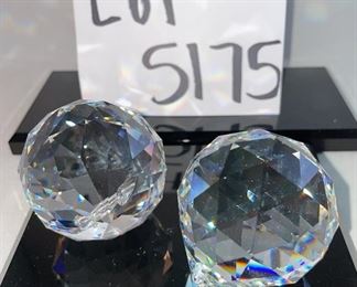 Lot 5175. $30.00. Unique Oak half-moon with faceted crystal (approx 1.75") and 2 faceted crystals with hanging ports Approx 2" in dia. All are unmarked. Hang these puppies in a window and spend your days catching rainbows! 