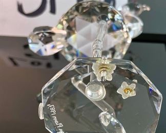 Lot 5176. $45.00. Beautiful Vintage Crystal Zoo Flamingo, 1987 signed by Olga Plom on crystal base w/2 small flowers 4.5"h x 2.5"d x 2"w . Swarovski signed 3" crystal toucan w/frosted bill and branch. SOOO cute!