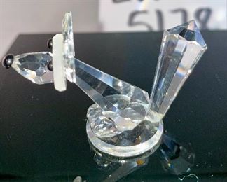 Lot 5178. $43.00. 3 crystal foxes. The Large and Small fox from Crystal Zoo by Swarovski have frosted tails and snouts, both are signed. LOOK AT THE SAD BOY! The 3rd fox looks a little down but is made of faceted crystals on a base (2"h) 