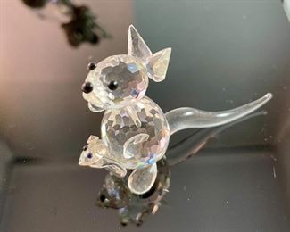 Lot 5180. $18.00. Crikey Mate! Here's our down-under deal! Crystal + pewter Koala in a tree, 2.5"x2.25"w. Super cute Kangaroo with her Joey (has been repaired) by crystal Zoo and lastly a cute airplane (can we call it a Qantas plane just because?) with a mirrored runway 3" long.  All sold as-is. 