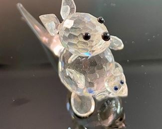 Lot 5180. $18.00. Crikey Mate! Here's our down-under deal! Crystal + pewter Koala in a tree, 2.5"x2.25"w. Super cute Kangaroo with her Joey (has been repaired) by crystal Zoo and lastly a cute airplane (can we call it a Qantas plane just because?) with a mirrored runway 3" long.  All sold as-is. 