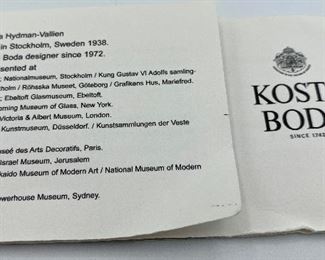 Lot 5159B. (please ignore the number on this card) $85.00 Signed Kosta Boda Funghi Green Vase, designed and signed by Ulrica Hydman-Vallien (40119) 21" tall, includes original box.   Ulrica is one of Sweden's premier artglass designers. 