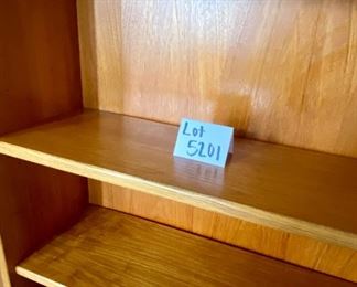 Lot 5201. $575.00 Gorgeous Danish Modern Teak 5 Shelf bookcase   w/ back adjustable shelves & clean danish modern look. Made in Denmark 76" H x 36" D x 12.5" H
