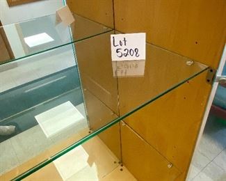 Lot 5208. $850.00. This is truly one beautiful 3 glass shelf Display Case/Curio Cabinet. Birch Wood w/light. Solid Glass doors and Mirror Black. Sits on 4 metal Legs and plenty of display space.  this could work as a Trophy Cabinet, Front Office Display Case or in an Executive Office. 38"W x 19" D x 78" H