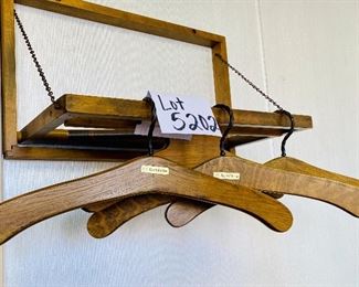 Lot 5202. $225.00  Vintage MCM/Danish Modern Foldable Wall Mounted Wood Valet with 3 Echt Eiche wood hangers.  Made in Germany.  Very Rare. 21" W x 13"H x 11"D