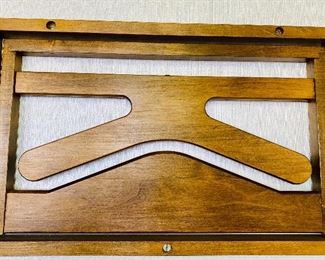 Lot 5202. $225.00  Vintage MCM/Danish Modern Foldable Wall Mounted Wood Valet with 3 Echt Eiche wood hangers Made in Germany.  Very Rare. 21" W x 13"H x 11"D