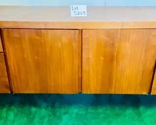 Lot 5209 $1,950.00  Very Cool Mid Century Modern (MCM) Credenza by Lehigh Leopold Furniture, 4 drawers and 2 bifold cabinet doors with adjustable shelves 77" L  x 17" D x 28.5"H.  Beautiful piece of MCM, needs some Love but will Pop when refinished.  Scroll down to Lot 5209 for additional photos.