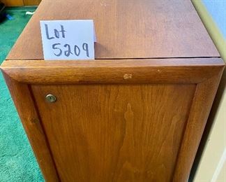 Lot 5209 $1,950.00  Mid Century Modern (MCM) Credenza by Lehigh Leopold Furniture, 4 drawers and 2 bifold cabinet doors with adjustable shelves 77" L  x 17" D x 28.5"H.  Beautiful piece of MCM, needs some Love but will Pop when refinished.  