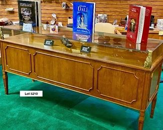 Lot 5210.  $1,200.00   Vintage Wood Display Case w/glass enclosure. This is one of our favorites from the Sale.  Awesome details (look at those corners!), 4 Doors to access display, 9 drawer storage. Perfect for an Antique/Jewelry/Collectibles.	73" L x 22" D  x 35.5" H Scroll Down to Lot 5210 for additional Photos.