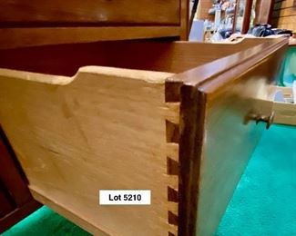 Lot 5210.  $1,200.00   Vintage Wood Display Case w/glass enclosure. This is one of our favorites from the Sale.  Awesome details (look at those corners!), 4 Doors to access display, 9 drawer storage. Perfect for an Antique/Jewelry/Collectibles.	73" L x 22" D  x 35.5" H