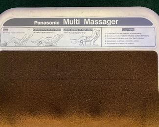 Lot 5213. $235.00  Household Massage Lounger. Massage chair recliner model EP588E features back, neck, and foot massage with multiple settings plus user programmable.  Independent back recline and foot rest operation. Beige Microfiber, plus Panasonic Foot Massager.  32"w x 29"d x 43"tall