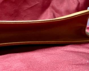 Lot 5215. $38.00. Unbranded Brown Leather Clutch with "Italy" buckle and combination. Condition as shown. Made in Italy? 10"w x 6"tx2"d