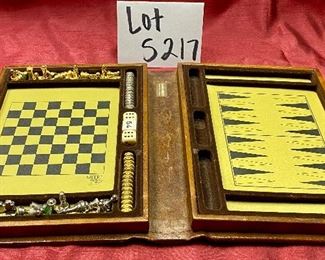 Lot 5217. $75.00 Traveler's Game Box for Magnetic Chess and Backgammon Set by Arti Medici.  Made in West Germany 9.5" L  x 7" W.  ART-Nr 25040 