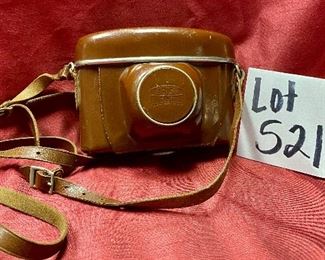 Lot 5219. $125.00  Contina Prontor SVS Zeis Iron Camera. Made in Germany with Brown Leather Case. Novicar-Anastig mat Lens 1:28, 5=45mm