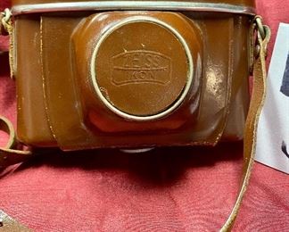 Lot 5219. $125.00  Contina Prontor SVS Zeis Iron Camera. Made in Germany with Brown Leather Case. Novicar-Anastig mat Lens 1:28, 5=45mm