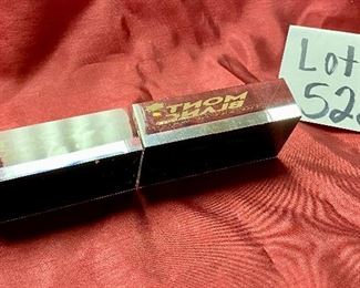 Lot 5226. $35.00 /pair. Pair of Montblanc Acryllic Display Blocks "The Art of Writing"	2.75" x 4" W x 1.5" D	