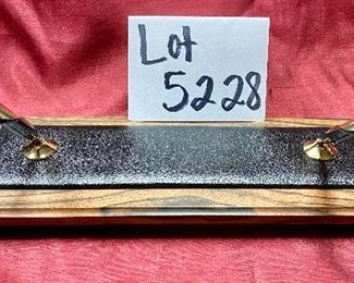 Lot 5228. $1,995.00  VERY RARE Vintage Cross Solid 14k Gold (41.1 Grams) Double Base Desk Set #5286 Macassar Walnut & Leather, 14k Gold Pen & Pencil. 41.1 grams of 14K Gold. This is unique in that it is New and with original box set as opposed to Pen and Pencil alone.  We are simultaneously running this on eBay as well.  