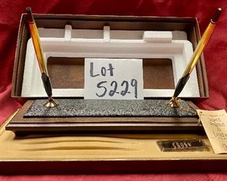 Lot 5229. $125.00  Vintage Cross Double Desk Set #5226 with Select Walnut and Leather. 10k Gold Filled Pen and Pencil.  Beautiful set, like new condition.  Original Box, 