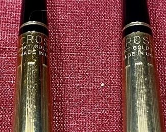 Lot 5229. $125.00  Vintage Cross Double Desk Set #5226 with Select Walnut and Leather. 10k Gold Filled Pen and Pencil.  Beautiful set, like new condition.  Original Box, 