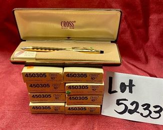Lot 5233. $40.00 Ea. Cross 5mm Pencil Model 450305 10k Gold Filled, with Shamrock Clover Emblem . We have 9 of these available for purchase.  Retail for $79.95 New.