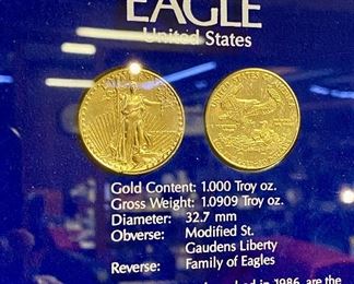 Lot 5235. $125.00  Very Impressive Gold Bullion Coin Display. Coins Shown as Display Replicas. Display is plastic.