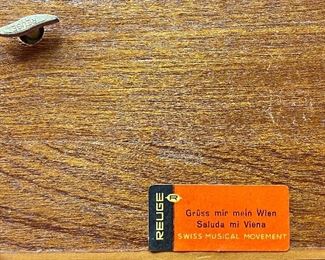 Lot 5237 $25.00 Vintage Reuge Music Box with Swiss Musical Movement.  Beautiful Inlay wood box made in Austria (8"l x 6"w x 2.75"h)