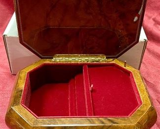 Lot 5238. $35.00 BEAUTIFUL Wood Inlay Music Box, by Jobin of Switzerland Music Box. Plays "Wind Beneath My Wings" would be a great valentine's day gift!  #2053401. Includes original box and dust cover.