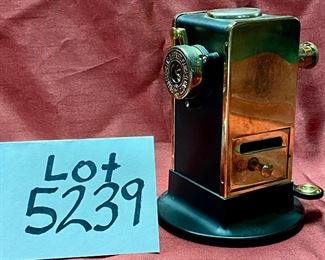 Lot 5240. $190.00  El Casca Espana Eibar 23K Gold Plate/Black Mechanical Pencil Sharpener. Super Cool.  Very Detailed made with precision in Spain, 6" H x 4.5" diameter  base. This one is in better shape than most pre-owned.  