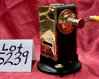 Lot 5240. $190.00  El Casca Espana Eibar 23K Gold Plate/Black Mechanical Pencil Sharpener. Super Cool.  Very Detailed made with precision in Spain, 6" H x 4.5" diameter  base. This one is in better shape than most pre-owned.  