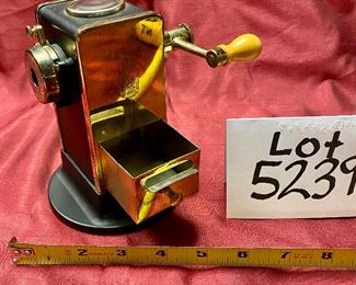 Lot 5240. $190.00  El Casca Espana Eibar 23K Gold Plate/Black Mechanical Pencil Sharpener. Super Cool.  Very Detailed made with precision in Spain, 6" H x 4.5" diameter  base. This one is in better shape than most pre-owned.  