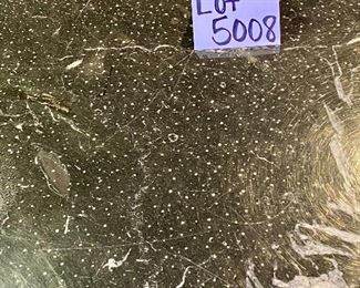 Lot 5008 $700.00  5'10" Black Oval Conference Table, metal with marble look and matching base. 44" W  x 70" L X 30" H. Solid construction with a modern look.  Chairs are in a separate lot.  