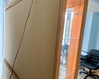 Lot 5200. $795.00  MCM/Arts and Craft Style Lit Buffet/Display cabinet. Maple w/2 glass shelves, 3 drawers and 3 Door Cabinet. Made in Canada. 82" H x 58" W x 19"D.