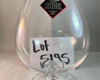 Lot 5195. $58.00 for each set of 4 Reidel Brandy glasses. From the Vinum line 416/8. These are available at $59 a pair all over. We have 2 sets of 4 glasses (2 boxes). 	6"h and 4.25" at base.