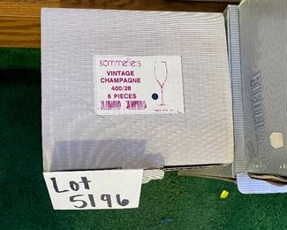 Lot 5196. $180.00 for one set of 6 Reidel Vintage Champagne Flutes, retail for $95/flute. Sommeliers line. Handmade in Austria #400/28. 9.25"tall and 2.25"wide. In box. 