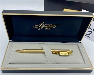 Pen Lot 2  $225.00. New Cross Signature Series #620305 22K Gold Electroplate 0.5mm Pencil with case and cartridge		