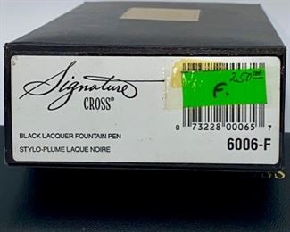 Pen Lot 3  $125.00  New Cross Signature Series #6006-F Black Lacquer Fountain Pen with case and cartridge		