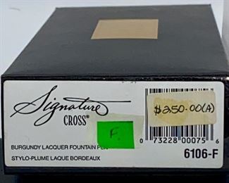 Pen Lot 4  $125.00 New Cross Signature Series #6106-F Burgundy Lacquer Fountain Pen with case and cartridge		