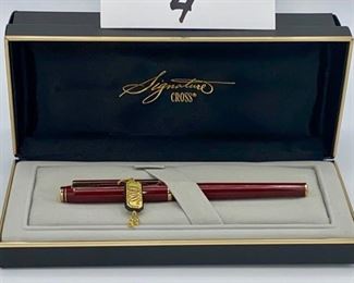 Pen Lot 4  $125.00 New Cross Signature Series #6106-F Burgundy Lacquer Fountain Pen with case and cartridge		