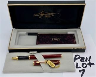 Pen Lot 7 $125.00 New Cross Signature Series #6102 Burgundy Lacquer Ballpoint with Case and Refill. 		