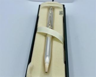 Pen Lot 9  $150.00  New Cross  #462WG-4 Century Series Sterling Silver Ballpoint Pen with case.			