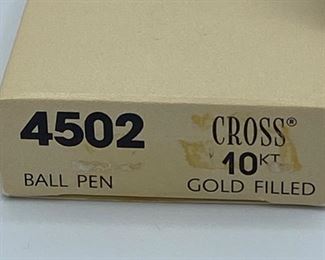 Pen Lot 11 $50.00  New Cross #4502 10K Gold-Filled Ballpoint Pen with Shamrock, Case and Ink refill.		